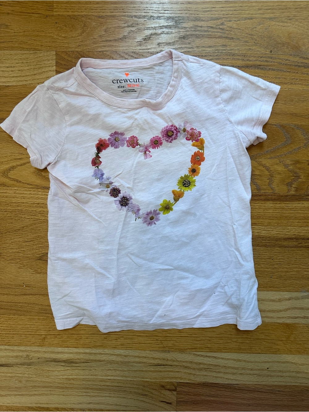 crewcuts Light Pink Short Sleeve Tee with Floral Heart Graphic